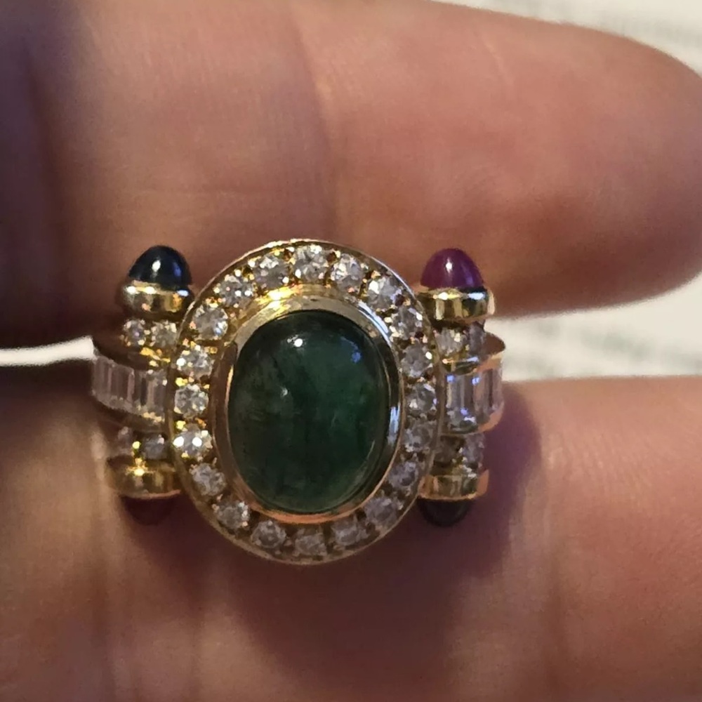 Women's 18kt Gold & Diamonds Halo Ring $13835.00 - Picture 1 of 9